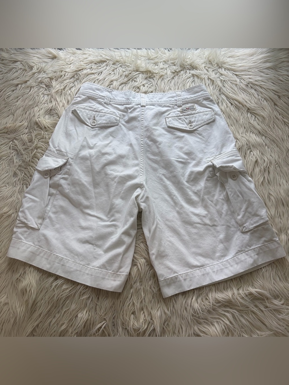 Vintage Polo Ralph Lauren Cargo Shorts Mens 36 White Classic 67 Chino Utility